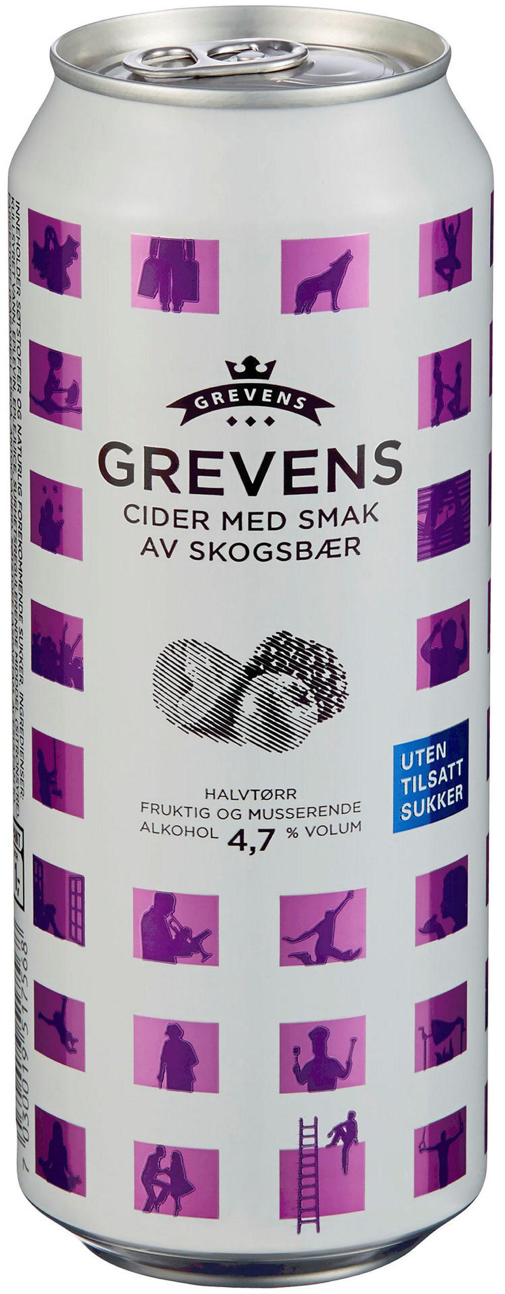 Grevens Cider Skogsbær Uten Tilsatt Sukker, 0,5 l
