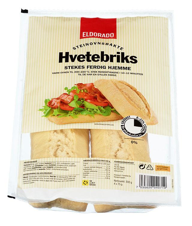 Hvetebriks Steinovnsbakt 4x75g Eldorado