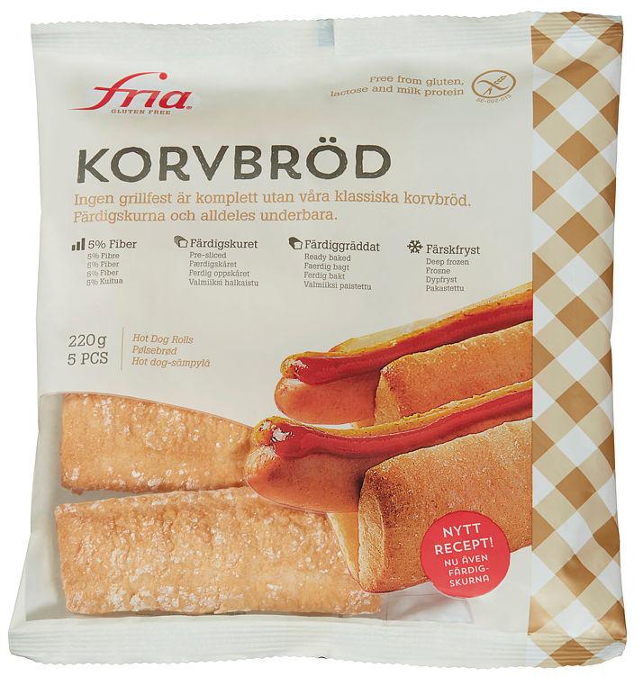 Pølsebrød glutenfri 220g Fria