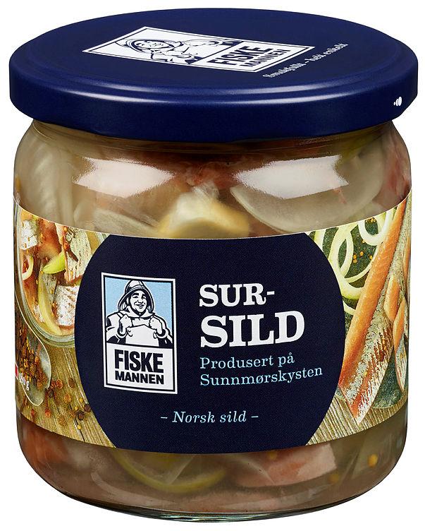 Sursild 380g glass Fiskemannen