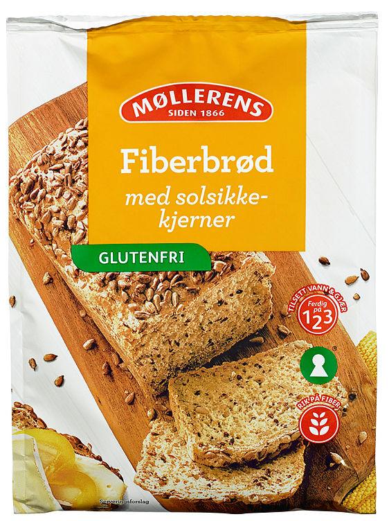 Fiberbrød Mix m/Solsikke Gl.Fri 389g Møllerens