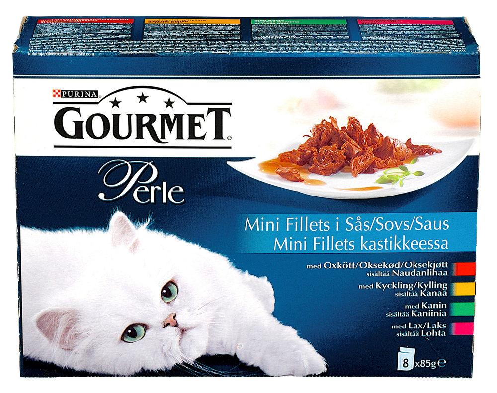 Gourmet Perle Multipack Okse, Kylling, Kanin & Laks, 8x85g, 680 g