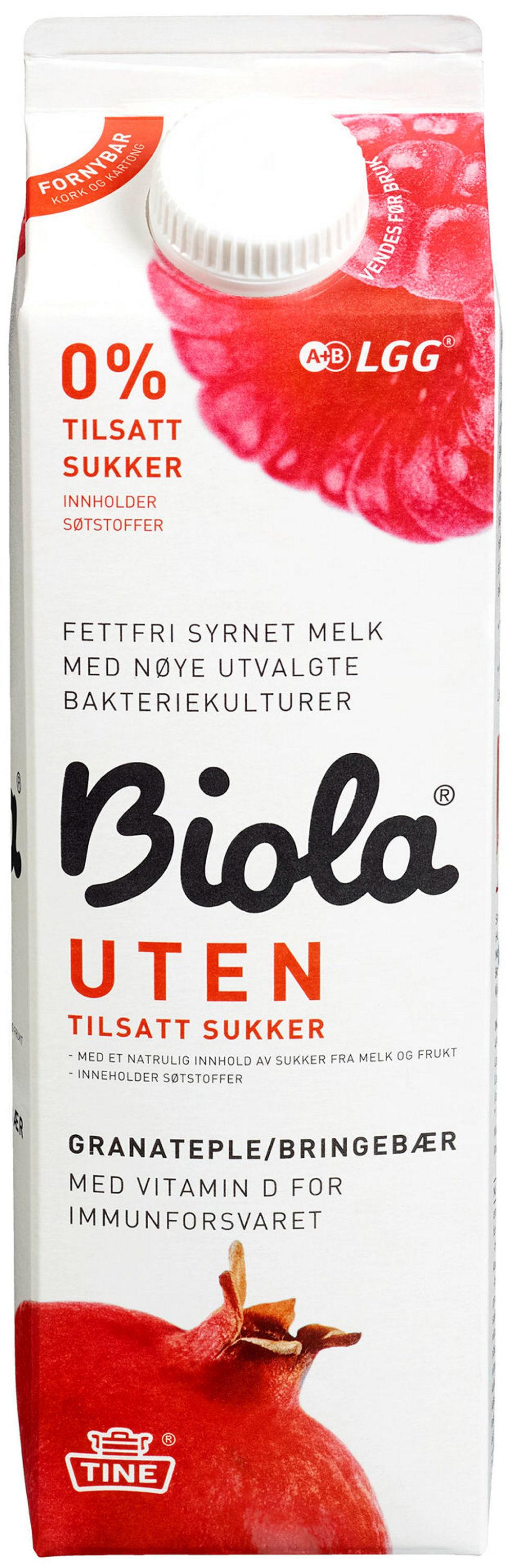 Biola Granateple & Bringebær Zero 1 l