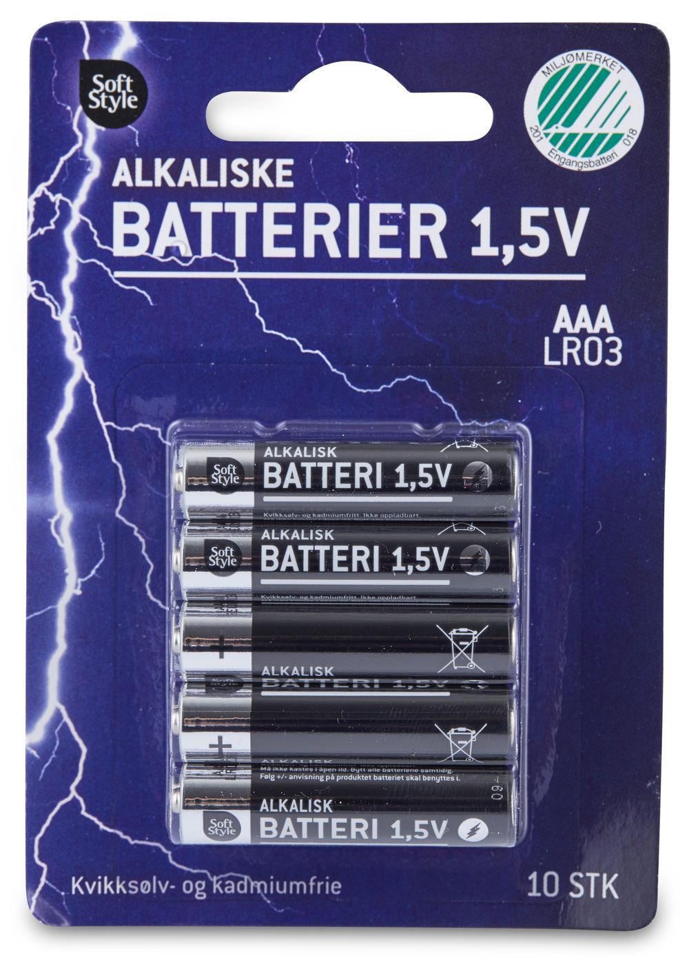Batterier AAA Alkaliske, 10 stk