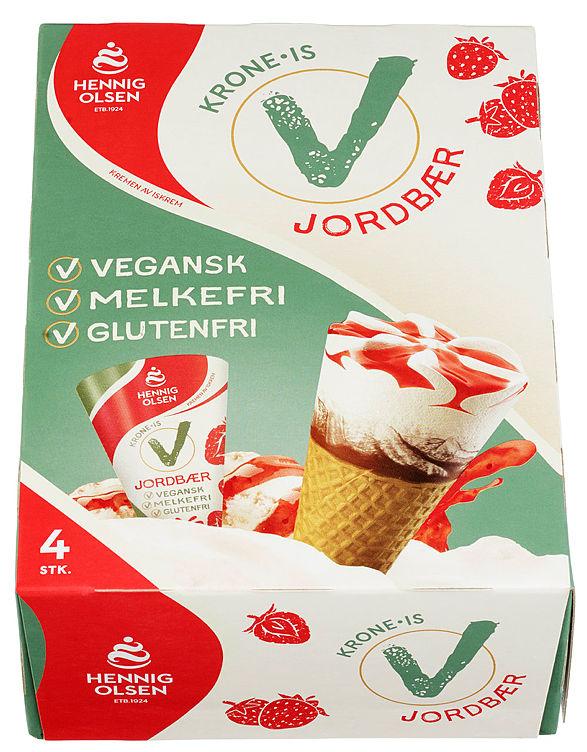 Krone-Is Vegansk Jordbær 4stk Hennig-Olsen
