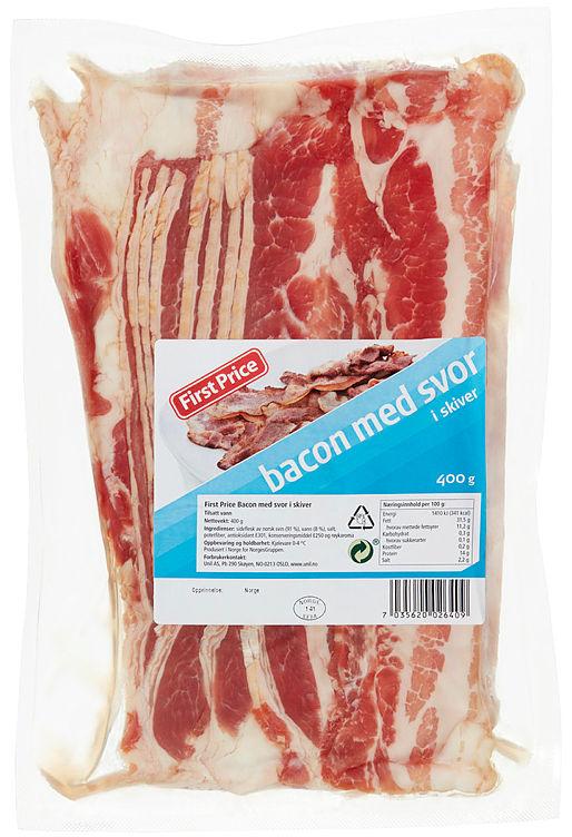Bacon m/Svor skivet 400g First Price