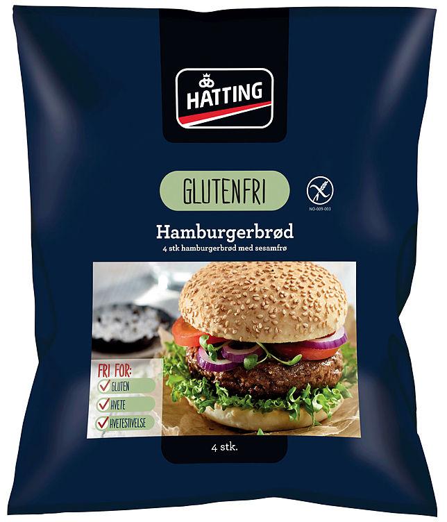 Hamburgerbrød glutenfri 4stk 320g Hatting