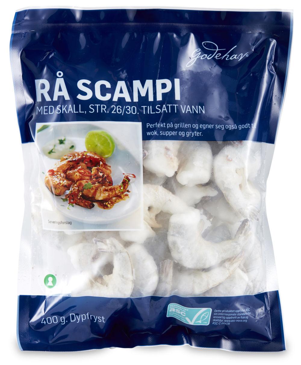 Scampi Rå med Skall 26/30, 400 g