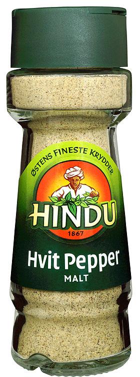 Pepper Hvit Malt 43g glass Hindu